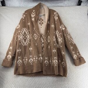 Knox Rose Women's Open Front Cardigan Sweater Medium‎ Brown Tan Nordic